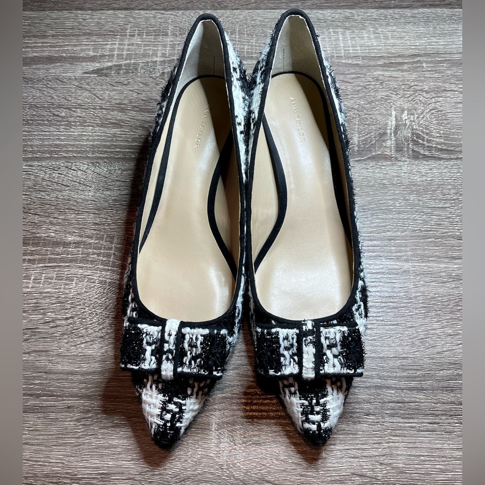 Ann Taylor black and white tweed shoes